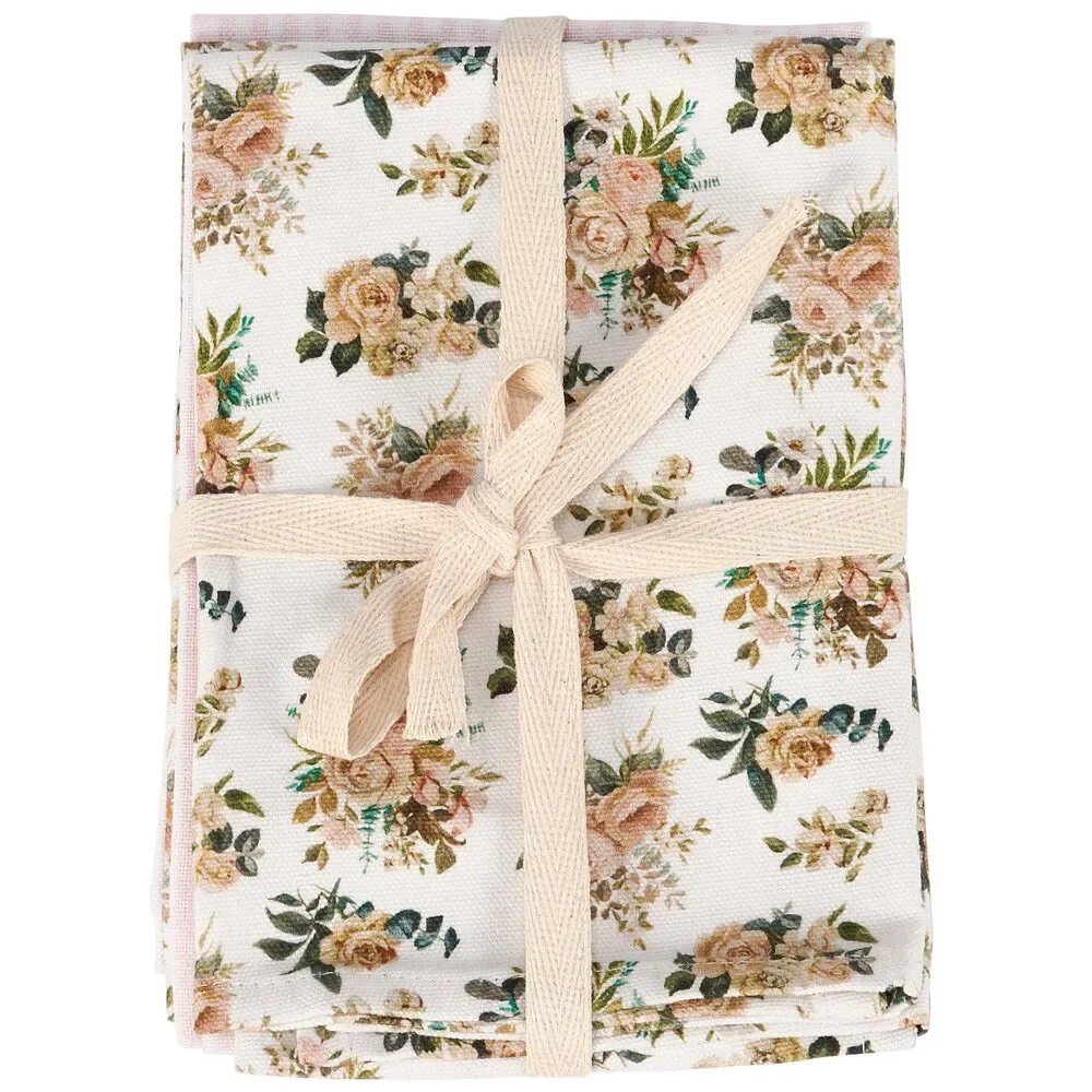 Cabbage Rose Cotton Linen Napkin Set of 4 | 15